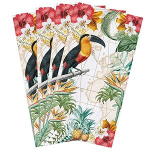 segard kitchen towels dish towel set of 4,tropical bird pineapple botanical animals absorbent hand towels cleaning dishcloth tea towels,spring flower plants reusable drying dish cloths