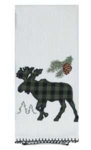 kay dee designs woodland moose applique tea kitchen towel, 18" x 28", various