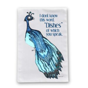 peacock dishes flour sack cotton dish towel by pithitude