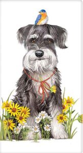 mary lake thompson daisy schauzer dog 100% cotton flour sack dish tea towel 30" x 30"