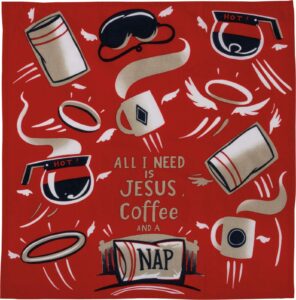 primitives by kathy kitchen towel - all i need is jesus coffee and a nap