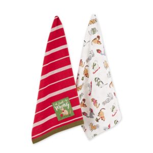 dii christmas pets collection decorative kitchen towels for dog and cat lovers, dishtowel set, 18x28, be meowy, 2 count
