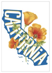 mary lake-thompson 100% cotton flour sack dish towel state of california and poppies