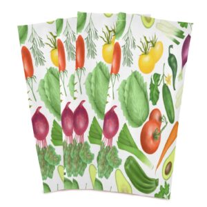 jstel vegetable kitchen towels set of 4,quick dry dish drying towels rectangle 18x28 inch microfiber kitchen hand towels vegetable pattern