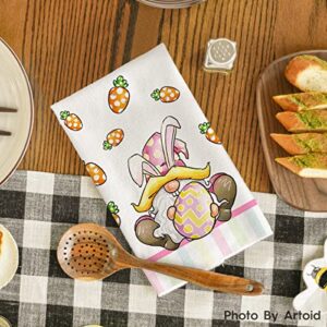 Artoid Mode Stripes Gnome Truck Egg Happy Easter Kitchen Towels Dish Towels, 18x26 Inch Seasonal Decoration Hand Towels Set of 2