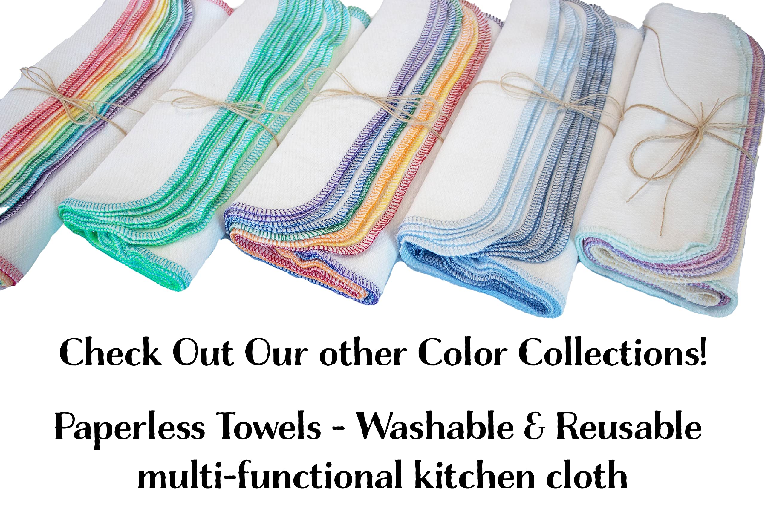 Kitchen Collection Reusable Paperless Towels - One Dozen washable reusable paper towels for kitchen (Sorbet Natural)