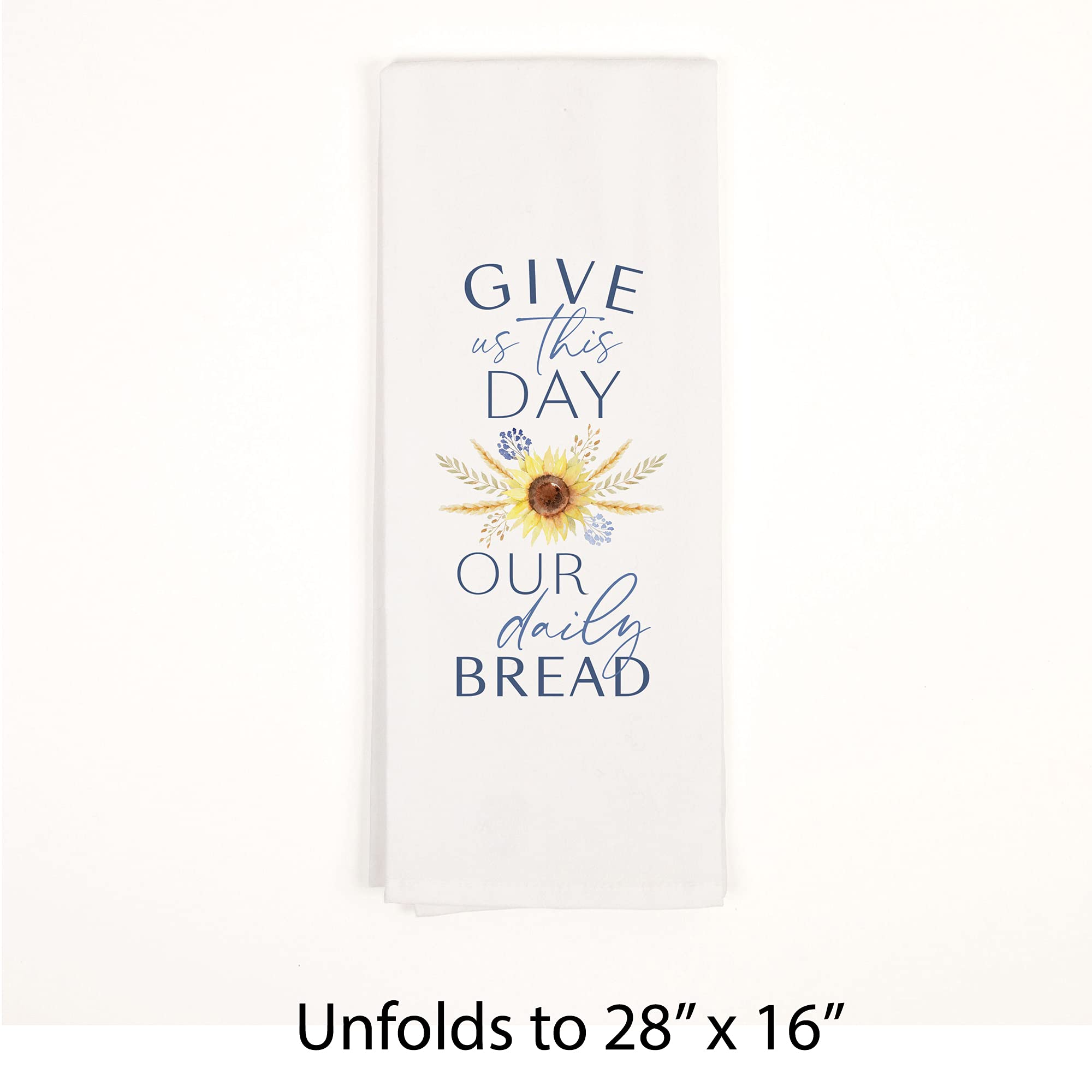 Give Us Our Daily Bread Classic White 28 x 16 Cotton Fabric Dish Tea Towel