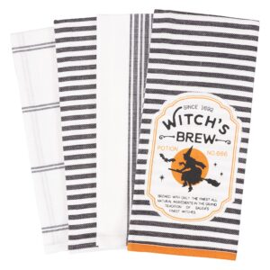 kaf home pantry appliqué halloween dish towel set of 4, 18 x 28-inch (witch's brew)