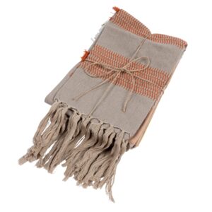 bloomingville cotton fringe, set of 3 colors tea towel, multi