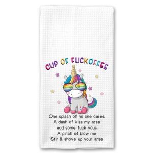 cup of fuckoffee funny unicorn microfiber kitchen tea bar towel gift for women