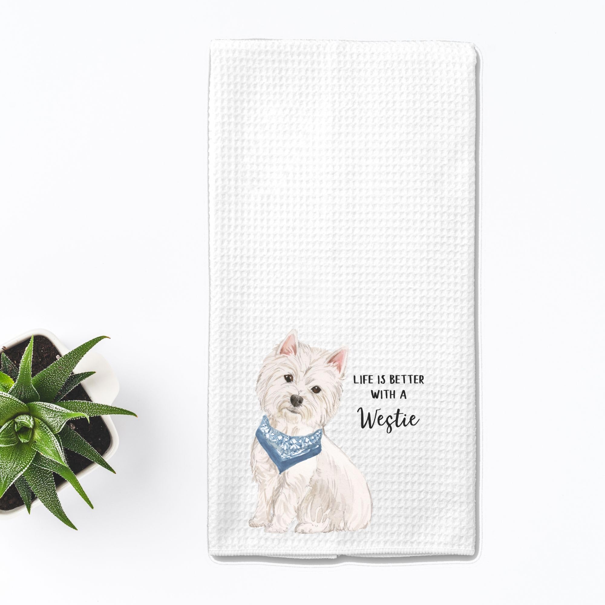 Watercolor Life is Better with a West Highland Terrier "Westie" Microfiber Kitchen Tea Bar Towel Gift for Animal Dog Lover