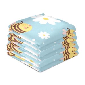 Kigai Bee and Daisy Kitchen Towels, 18 x 28 Inch Super Soft and Absorbent Dish Cloths for Washing Dishes, 4 Pack Reusable Multi-Purpose Microfiber Hand Towels for Kitchen