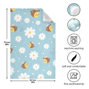 Kigai Bee and Daisy Kitchen Towels, 18 x 28 Inch Super Soft and Absorbent Dish Cloths for Washing Dishes, 4 Pack Reusable Multi-Purpose Microfiber Hand Towels for Kitchen