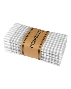 cosmiaty kitchen towels – dish towels suitable for kitchen gifts | set of 5 100% cotton tea towel | vintage style kichen cloths (grey, 5)