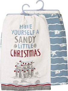primitives by kathy beach holiday dish towel set, a sandy little christmas