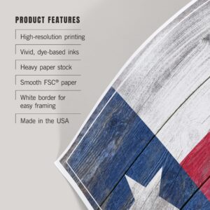 Lantern Press Rustic Texas State Flag (12x18 Art Print, Travel Poster Wall Decor)