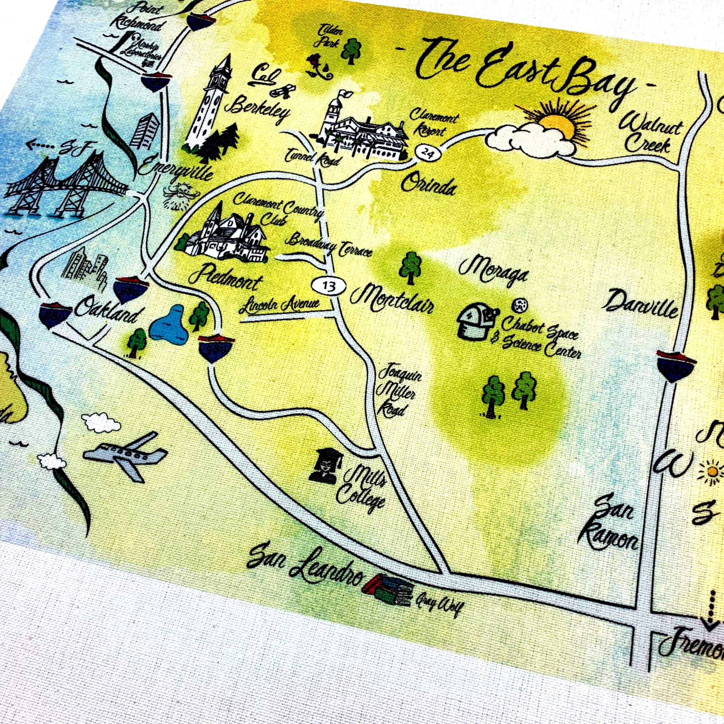 East Bay Map Kitchen Tea Towel