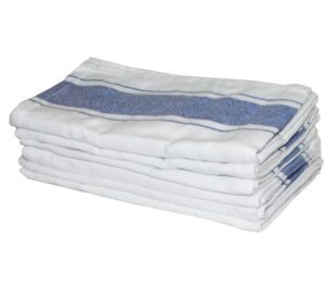 pacific linens kitchen dish towels, 6 pack, blue, professional grade, super absorbent, 100% cotton, vintage stripe (size: 20"x 28") (blue)
