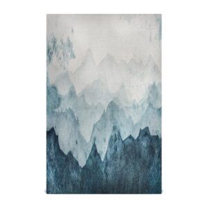 keepreal blue watercolor mountains kitchen dish towel set of 4 | 18 x 28 inch tea towels | ultra soft and absorbent cleaning cloths set