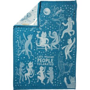 primitives by kathy kitchen towel - cats welcome people tolerated 20" x 28"