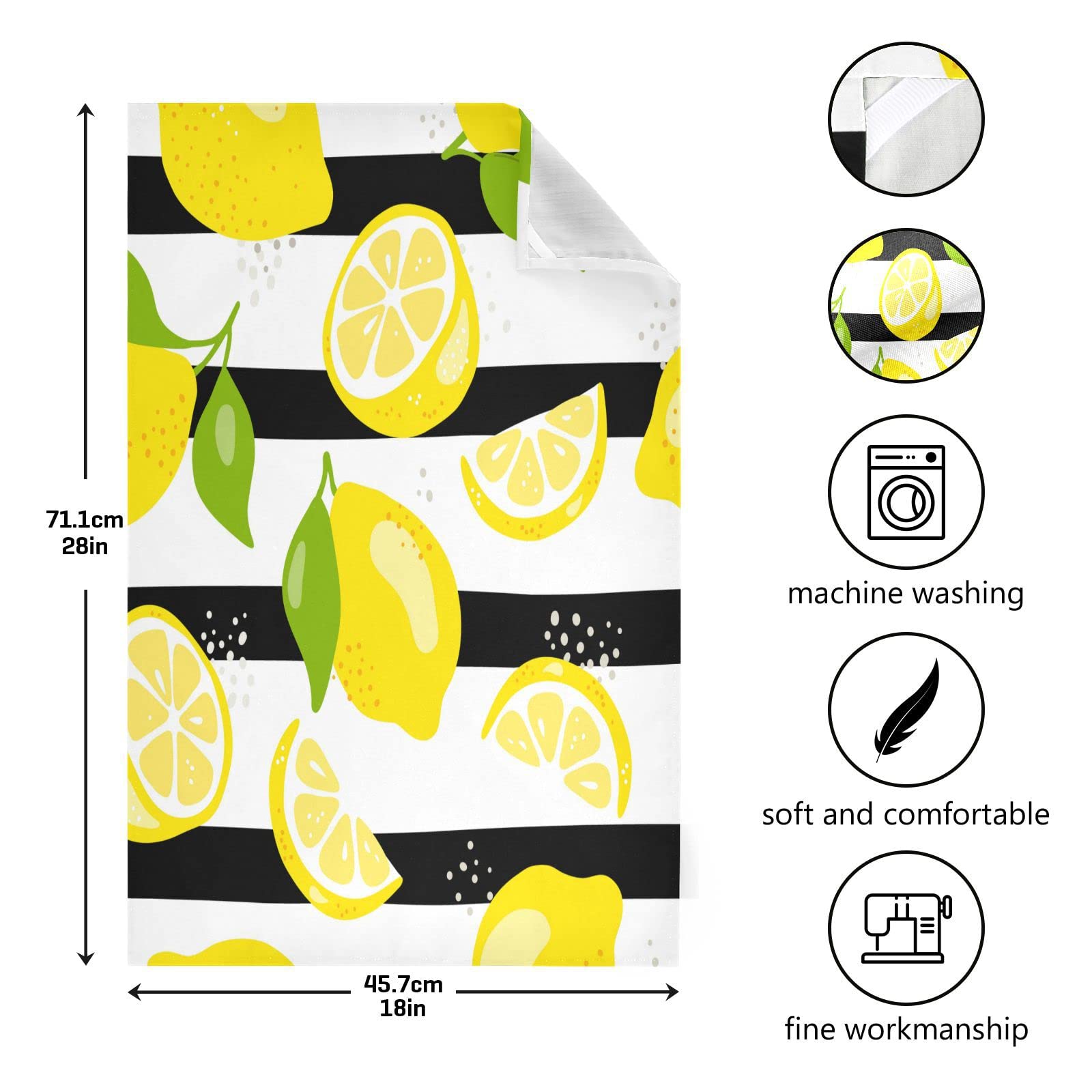 Kigai Kitchen Towels Set of 4, Lemon Pattern Highly Absorbent Dish Towels Reusable Cleaning Cloths Washable Tea Towels Hand Towel 28 x 18 Inch