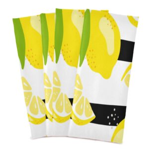 Kigai Kitchen Towels Set of 4, Lemon Pattern Highly Absorbent Dish Towels Reusable Cleaning Cloths Washable Tea Towels Hand Towel 28 x 18 Inch