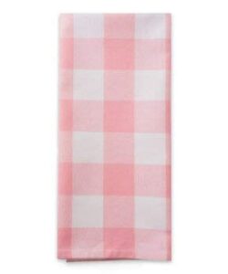 buffalo plaid kitchen towel set - 4 pack 20 x 30 inch heavy duty dish towels - pink and white oversized buffalo check towels with hanging loops - 100% absorbent cottonfast drying dish cloth set