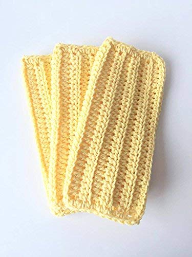 Handmade Crochet Washcloths, Dish Towels, Dish Cloths, 100% Cotton washcloth, Baby wipes, Baby washcloths, Spa Cloths, Yellow Cotton WashCloths set of 3