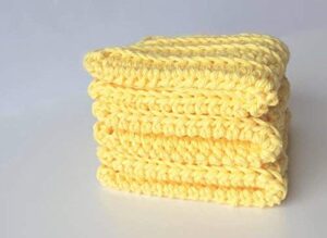handmade crochet washcloths, dish towels, dish cloths, 100% cotton washcloth, baby wipes, baby washcloths, spa cloths, yellow cotton washcloths set of 3