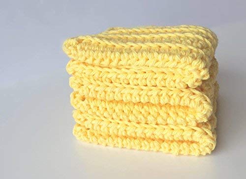 Handmade Crochet Washcloths, Dish Towels, Dish Cloths, 100% Cotton washcloth, Baby wipes, Baby washcloths, Spa Cloths, Yellow Cotton WashCloths set of 3