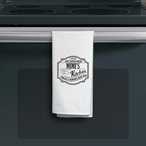 ThisWear Gifts for Mimi Love Served Fresh Mimi's Kitchen Comfort Memories Made Here Decorative Kitchen Tea Towel White