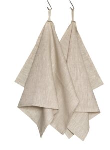 harmony idea linen kitchen towels. natural absorbent dish towel, 100% european flax - 18" x 28"(set of 2) (grey)