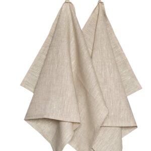 Harmony Idea Linen Kitchen Towels. Natural Absorbent Dish Towel, 100% European Flax - 18" x 28"(Set of 2) (Grey)