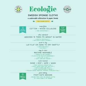 Ecologie Swedish Sponge Reusable Dishcloth, Greenbriar 2 Count