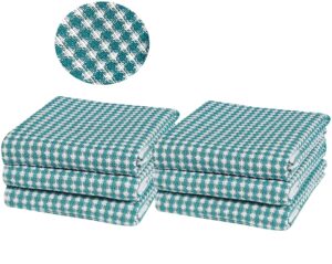 weaver's case 100% cotton kitchen dish towel 6-piece set 16x26 super absorbent - drying & cleaning - everyday kitchen basic waffle dishtowel (16x26, teal)
