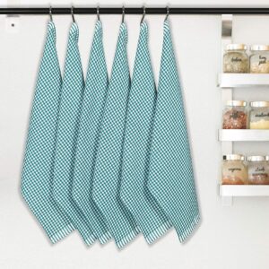 Weaver's Case 100% Cotton Kitchen Dish Towel 6-Piece Set 16x26 Super Absorbent - Drying & Cleaning - Everyday Kitchen Basic Waffle Dishtowel (16x26, Teal)