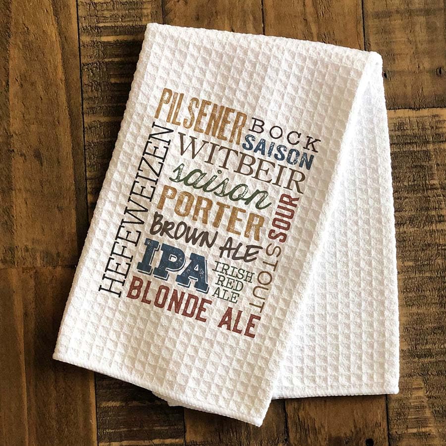 CANARY ROAD Beer Collage Towel | Kitchen Towel | Men Beer Gift | Father's Day Gift | Dish Towel | Bar Decor | Mens Kitchen Gift