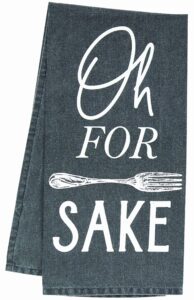 col house designs funny kitchen towels with sayings, charcoal grey - funny dish towels (for forks sake)