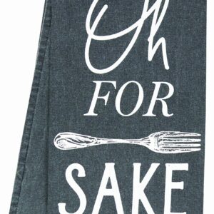 Col House Designs Funny Kitchen Towels with Sayings, Charcoal Grey - Funny Dish Towels (for Forks Sake)