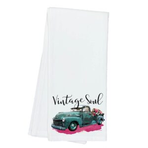 vintage soul retro farm truck flour sack cotton tea towel kitchen linen