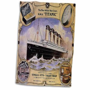 3d rose vintage white star line titanic vinolia otto toilet soap advertising poster towel, 15" x 22"