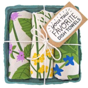 fresh herbs - dish towel set of 3