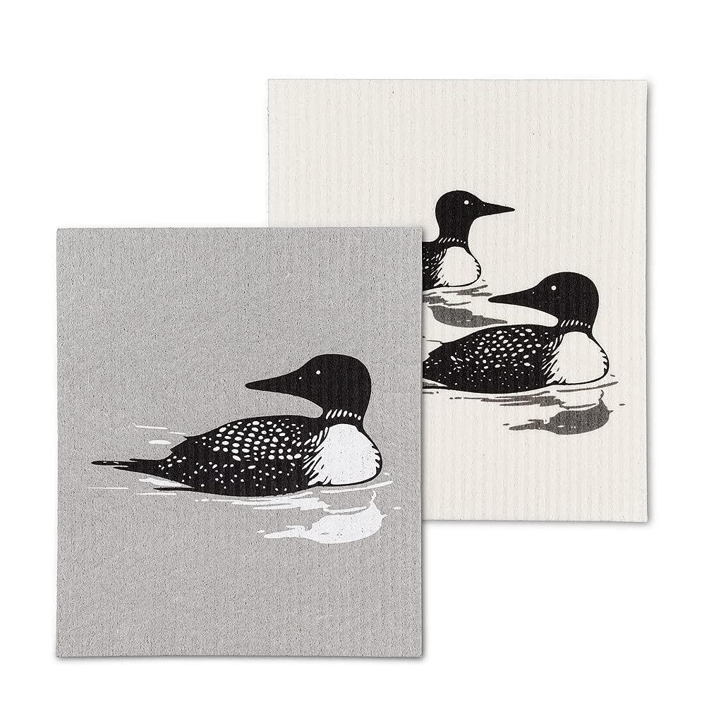 Abbott Collection Home Loons Dishcloths. Set of 2.