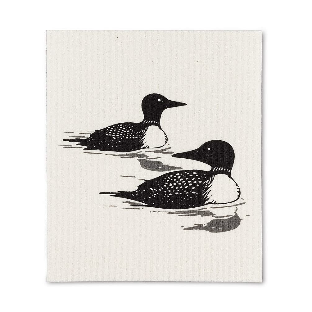 Abbott Collection Home Loons Dishcloths. Set of 2.