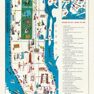 Cavallini Papers & Co. City Cavallini Vintage New York Map Cotton Tea Towel