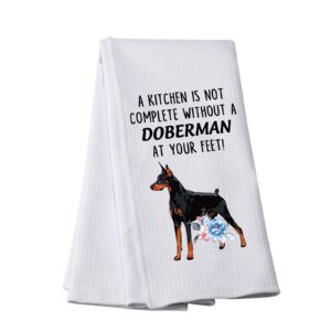 pwhaoo funny doberman kitchen towel a kitchen is not complete without a doberman at your feet kitchen towel (without a doberman t)
