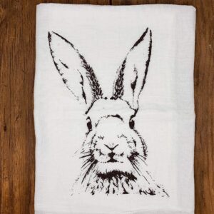 Bunny Face Tea Towel | Rabbit Hare Portrait | Easter | Woodland | Dish Towel | Farmhouse Decor