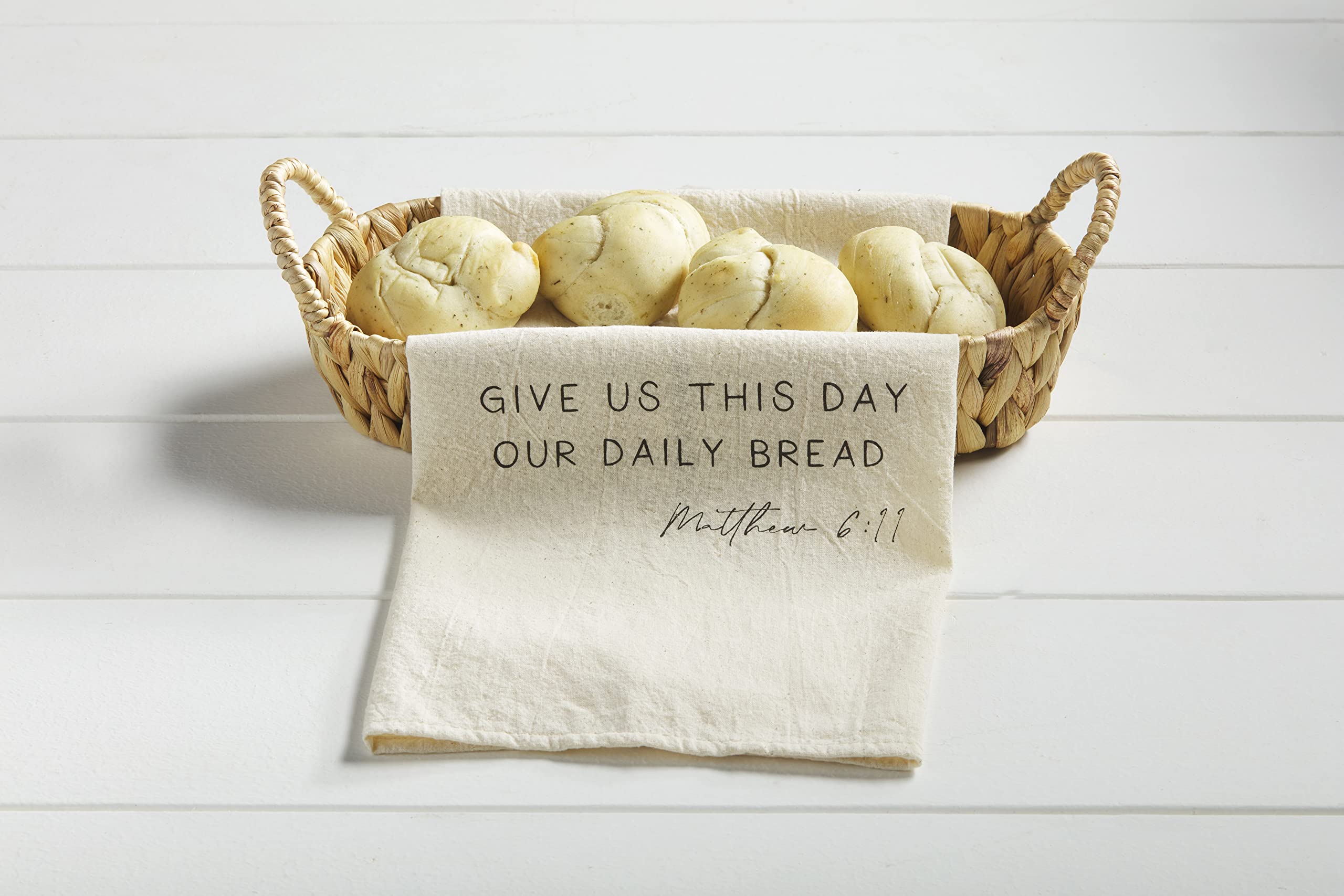 Mud Pie Bread Basket And Towel Set, Tan, 13" x 5.5"