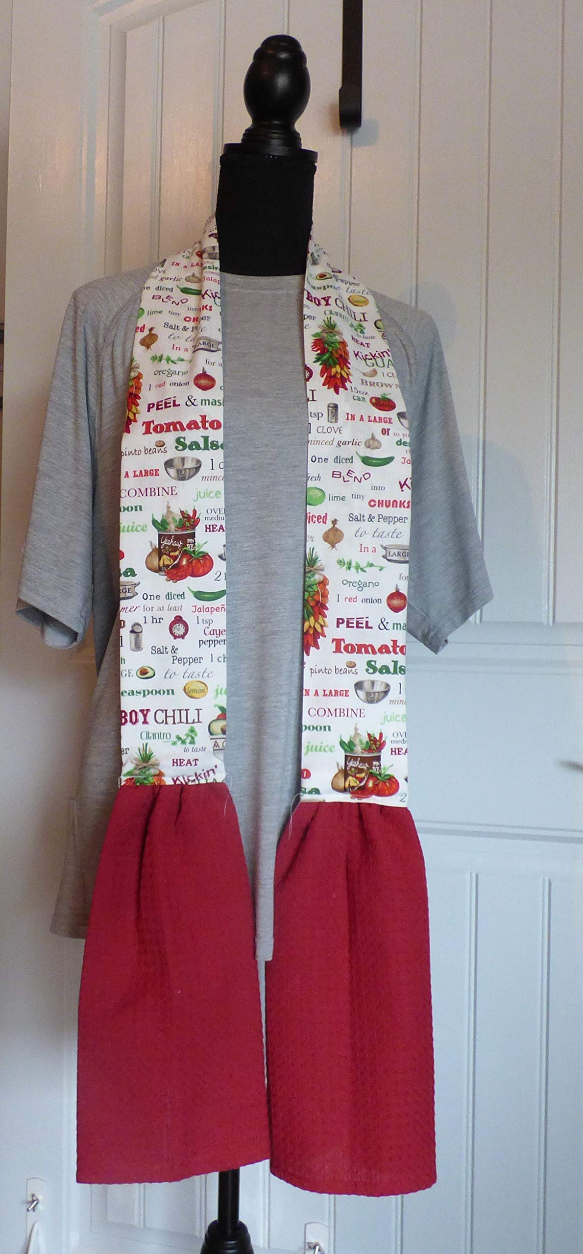 Chili Recipe Kitchen Boa with Red Towel, Neck Apron, Neck Towel, Kitchen Scarf, Chef's Towel, Gifts under $25, Ships Same/Next Day!