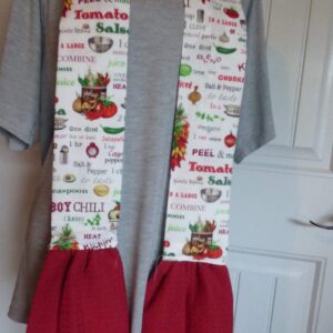 Chili Recipe Kitchen Boa with Red Towel, Neck Apron, Neck Towel, Kitchen Scarf, Chef's Towel, Gifts under $25, Ships Same/Next Day!